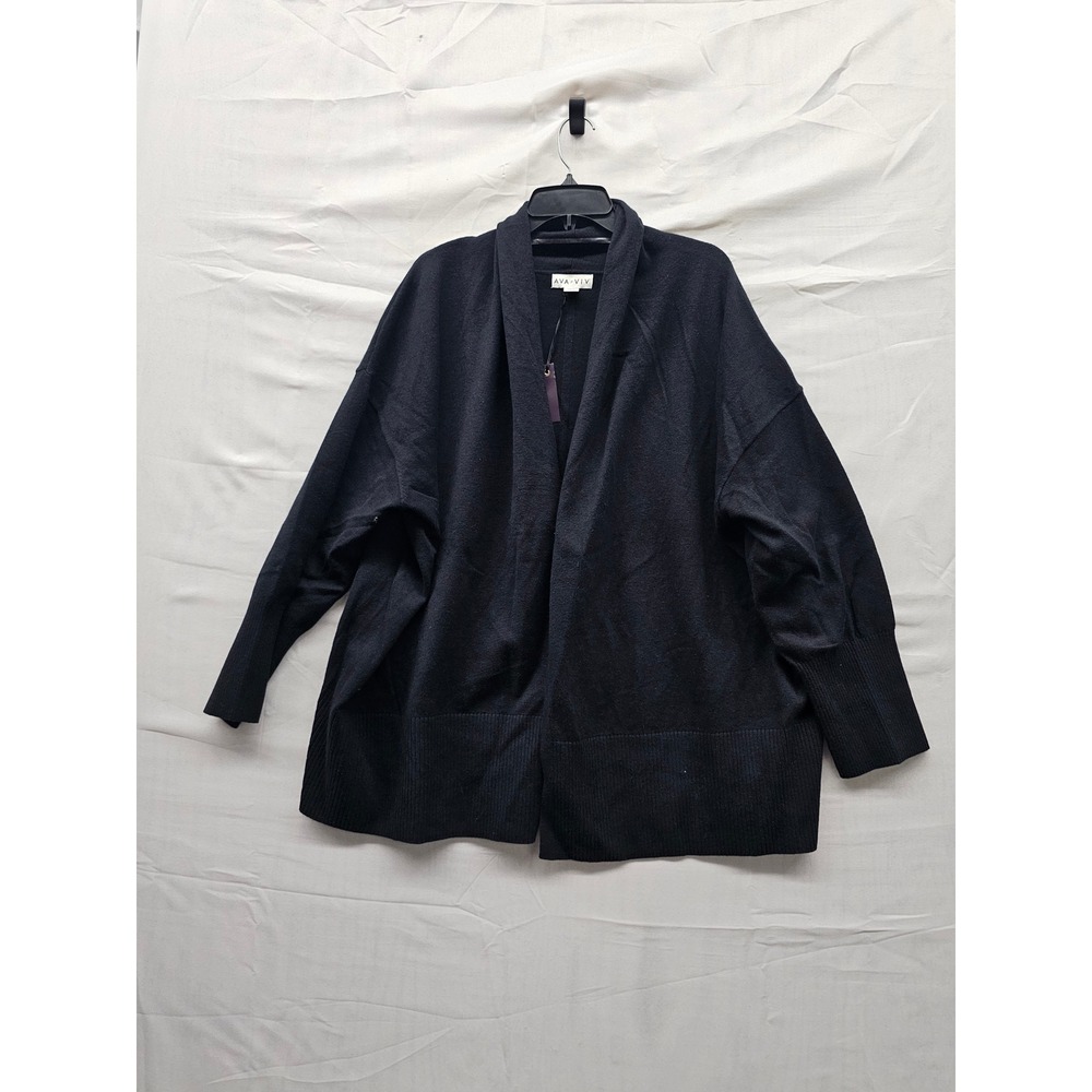 Ava & Viv Womens Cardigan Sweater Black Cotton Blend Casual Size 2XL